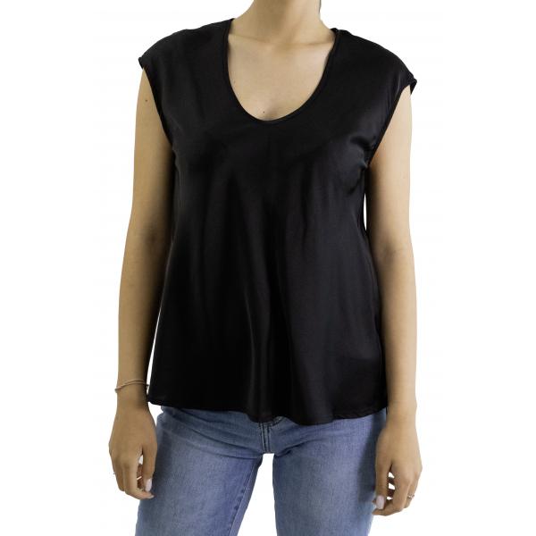 Blusa tinta unita con scollo a V